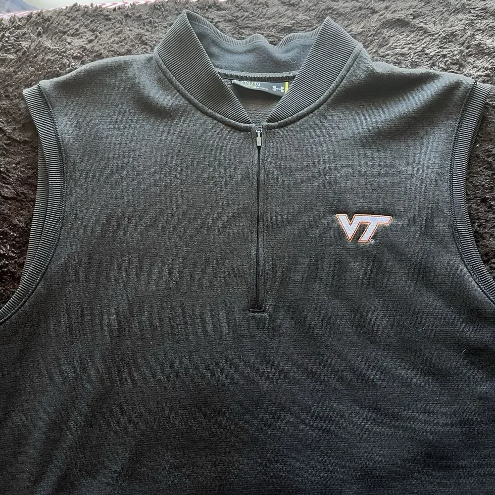 Under Armour Virginia Tech Hokies 1/4 Zip Cold Gear Vest Gray Mens XL